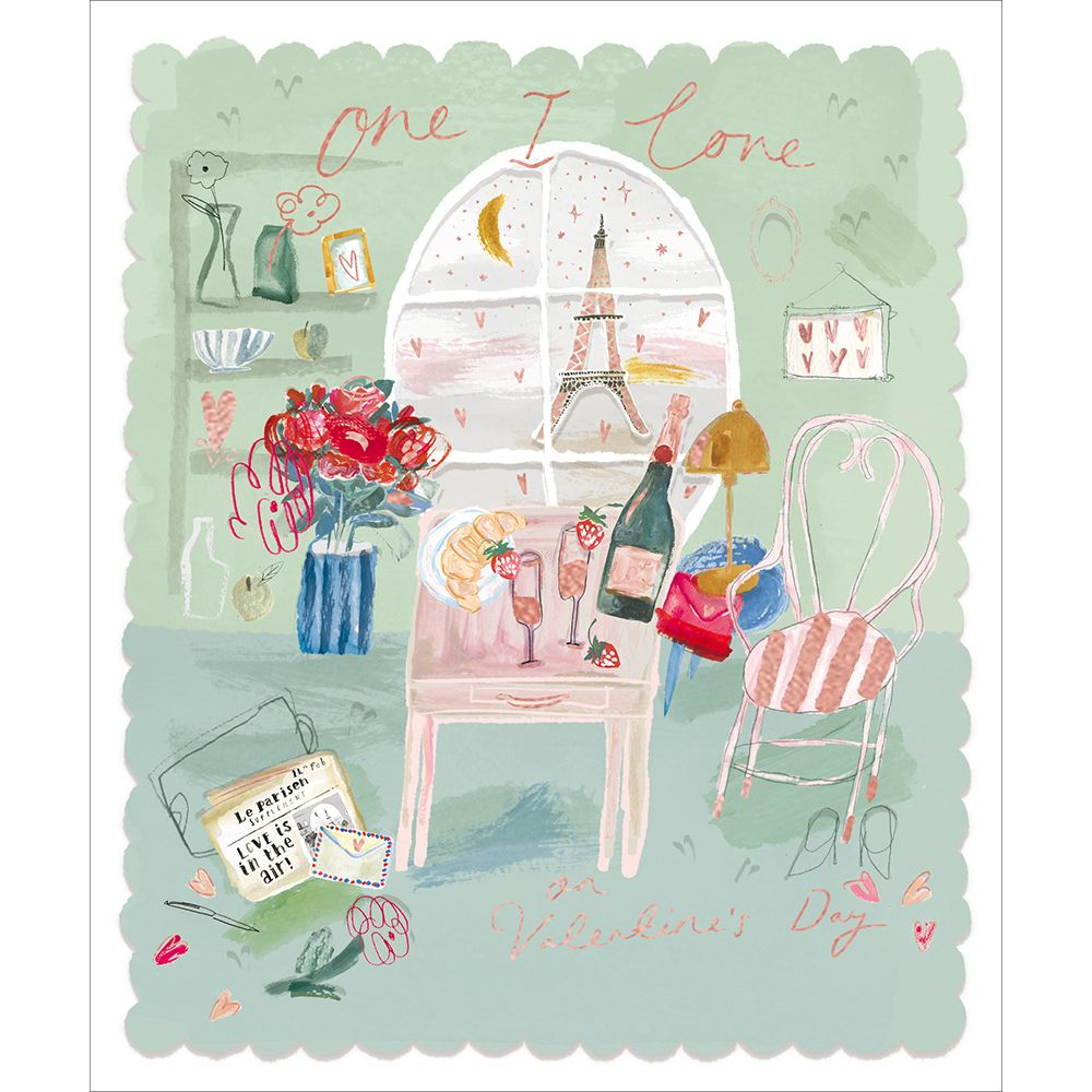 Woodmansterne One I Love Eiffel Tower Valentine's Day Card