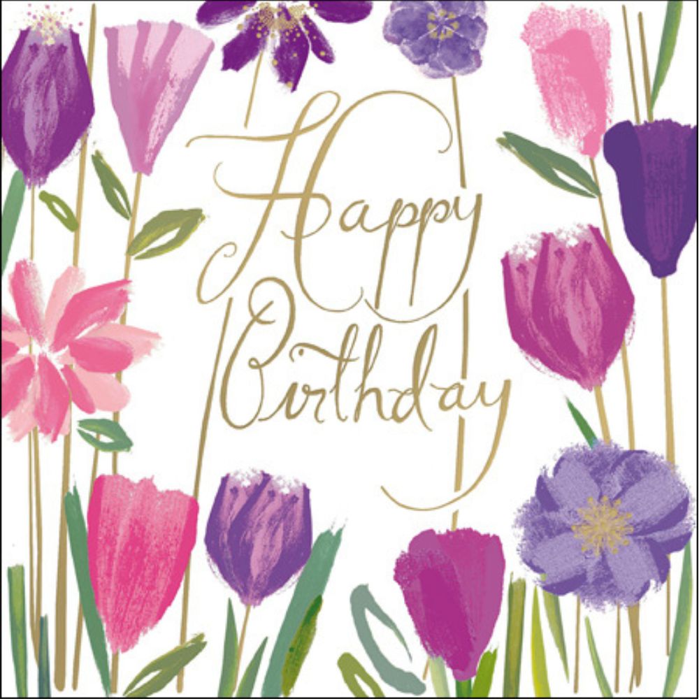 Woodmansterne Purple Amongst the Flowers Birthday Card - Old Railway Line Garden Centre