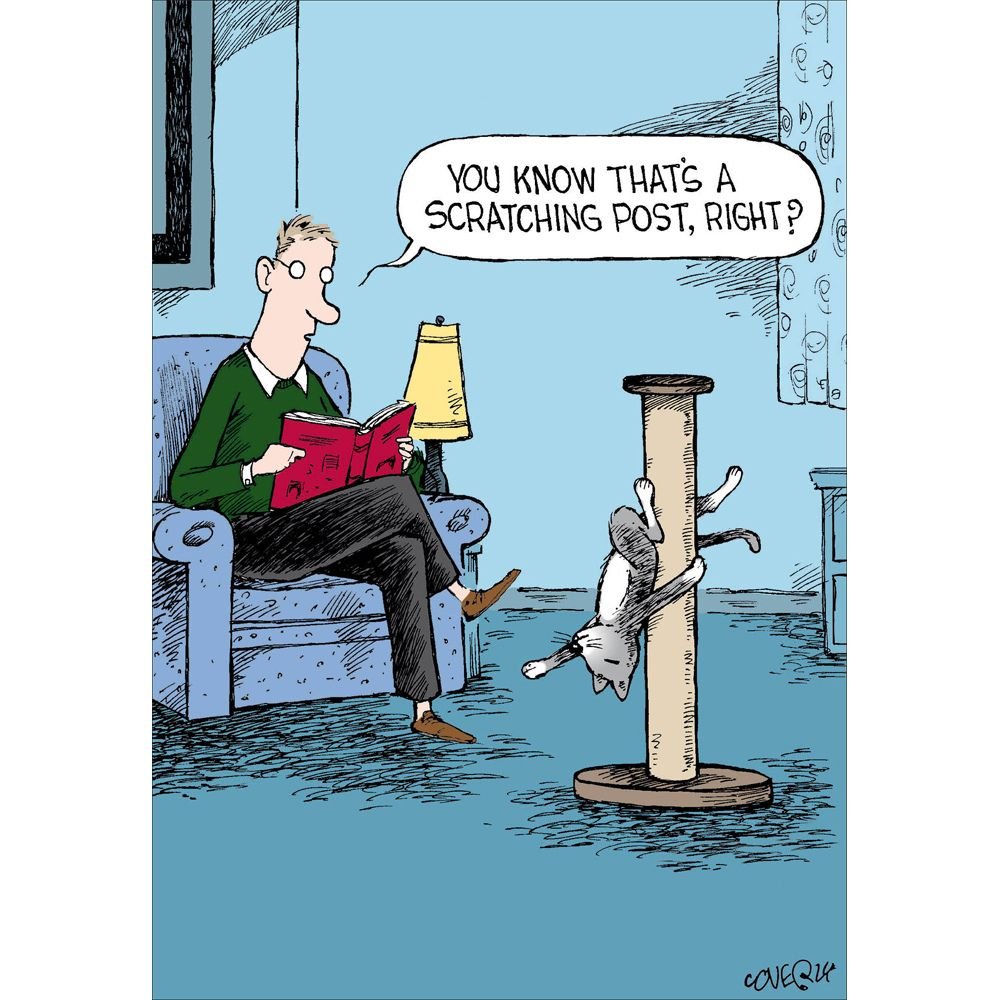 Woodmansterne Scratching Post Funny Blank Card - Old Railway Line Garden Centre