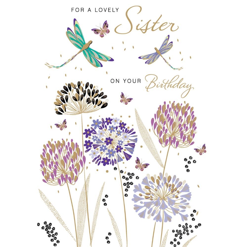 Woodmansterne Sister Allium & Dragonflies Birthday Card - Old Railway Line Garden Centre