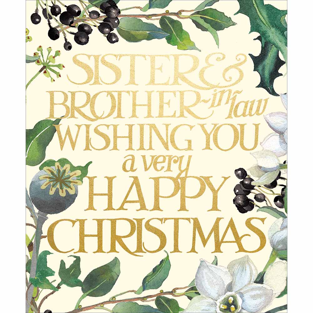 Woodmansterne Sister & Brother in Law - White Flowers Christmas Card