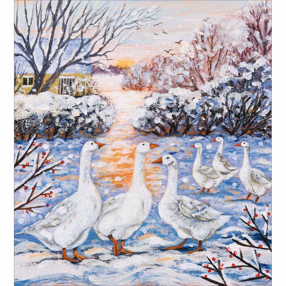 Woodmansterne Six Geese are Laying Christmas Cards - Pack of 5
