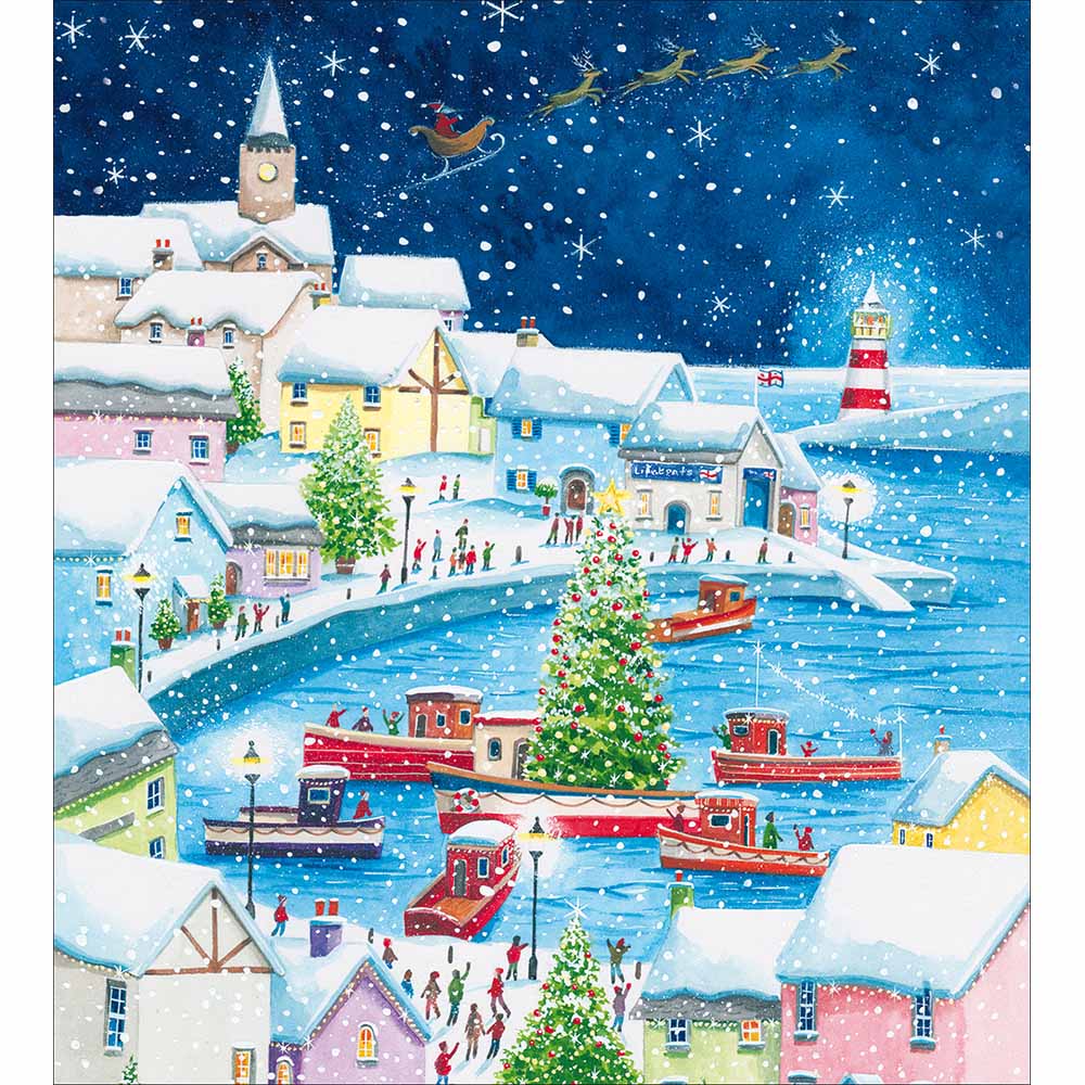 Woodmansterne Snowy Harbor Christmas Cards - Pack of 5