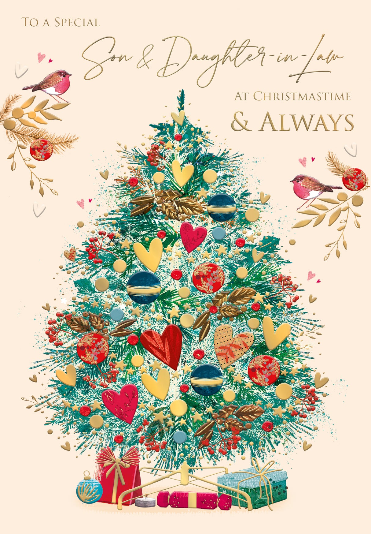 Woodmansterne Son & Daughter in Law Christmas Tree Card