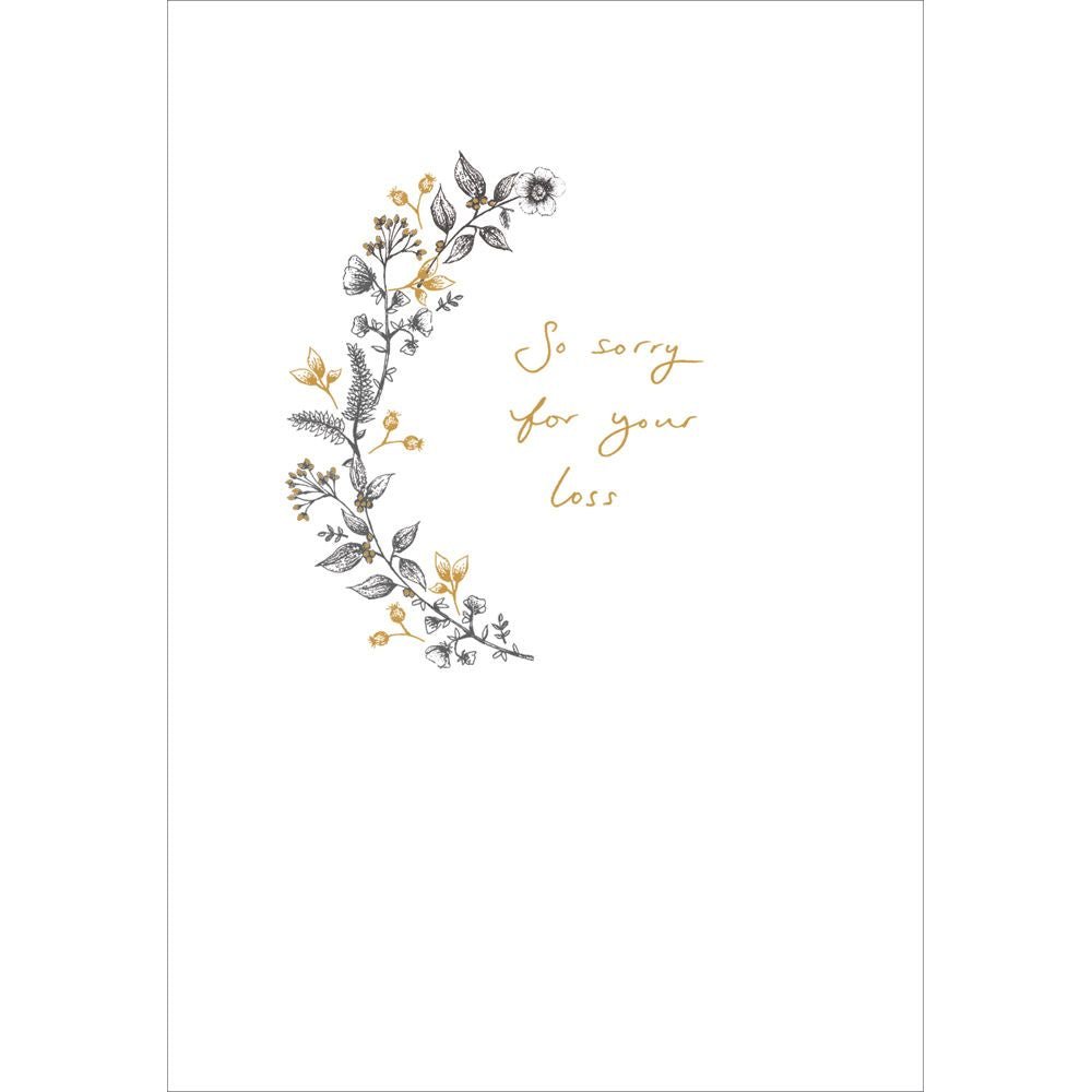 Woodmansterne Sorry for You Loss Fine Line Foliage Sympathy Card - Old Railway Line Garden Centre