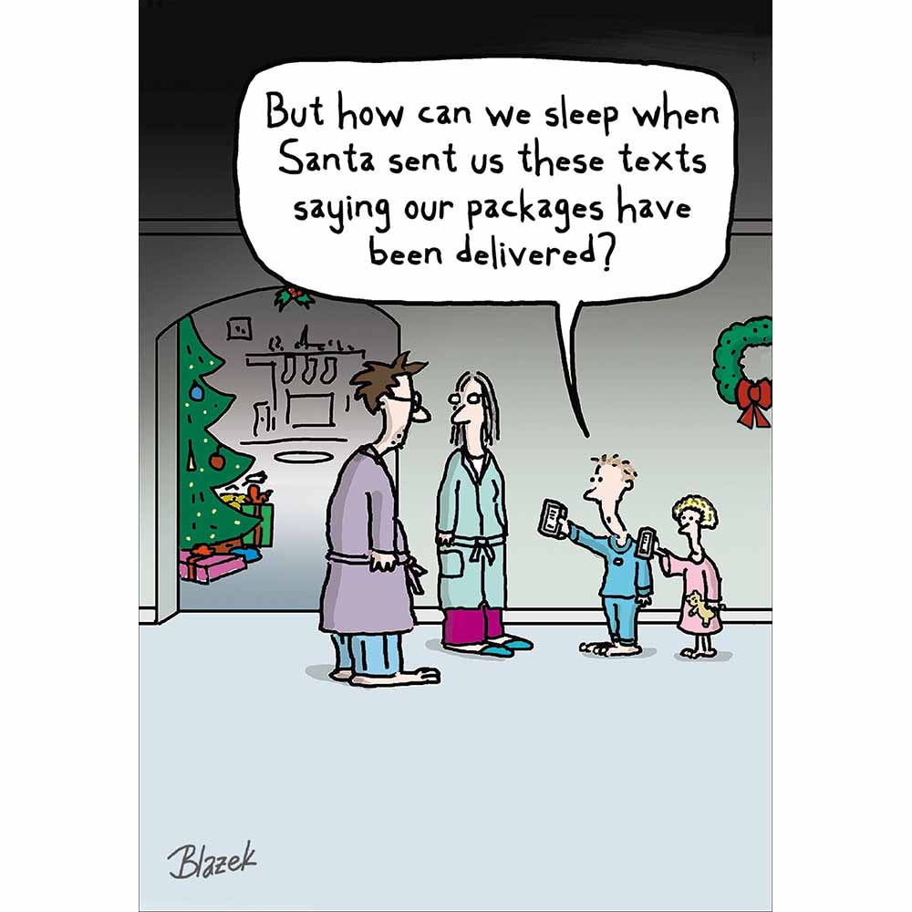 Woodmansterne Texting Kids Funny Christmas Card