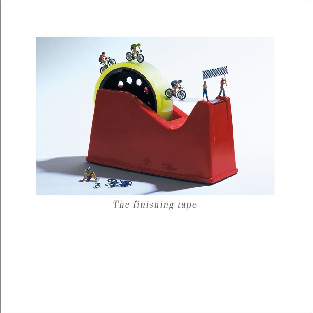 Woodmansterne The Finishing Tape Blank Card - Old Railway Line Garden Centre