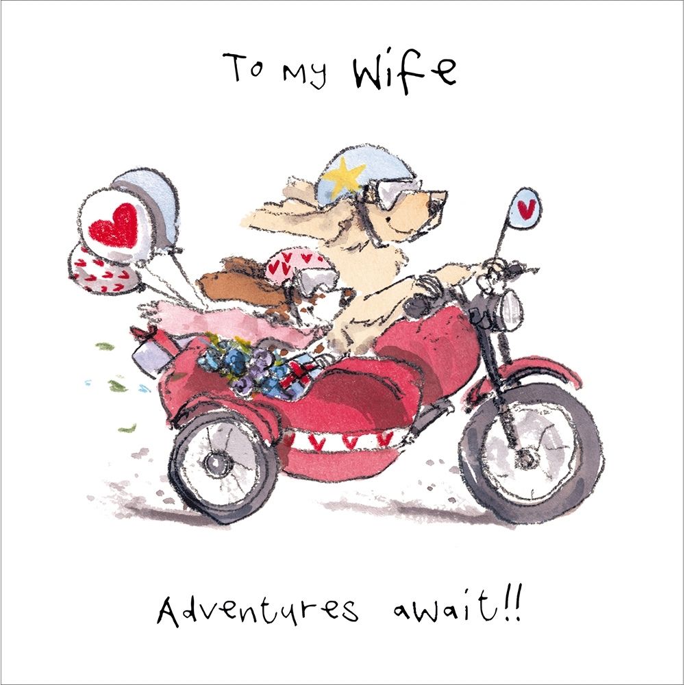 Woodmansterne Wife Dogs on Motorbike Adventure Card