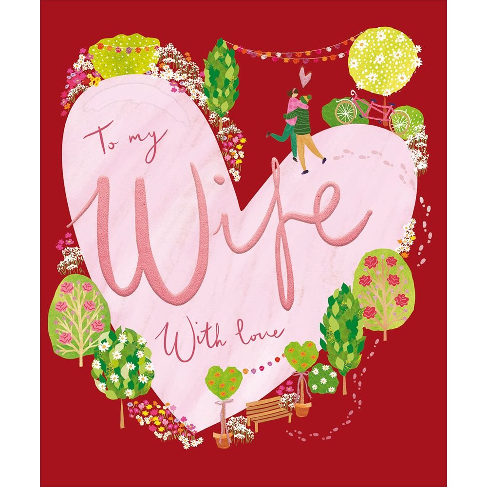 Woodmansterne Wife Hugging Couple in Heart Valentine's Day Card - Old Railway Line Garden Centre
