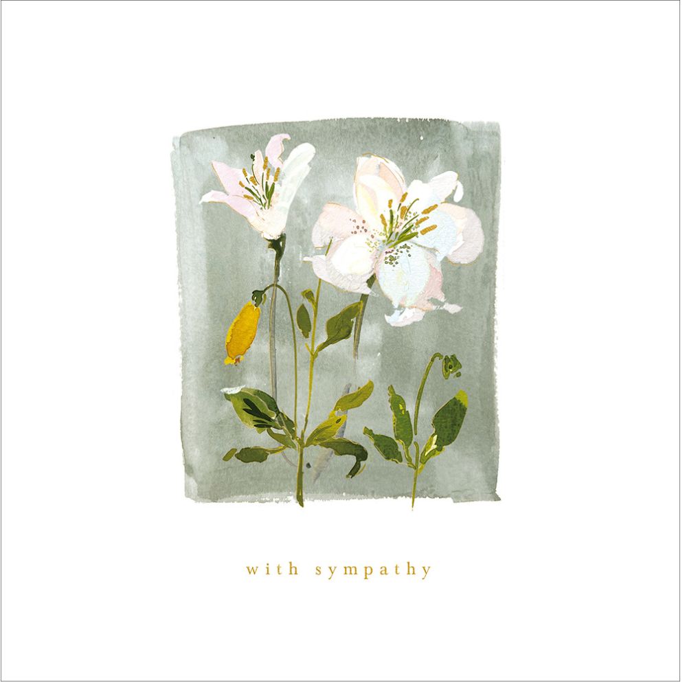 Woodmansterne With Sympathy White Lillys Card