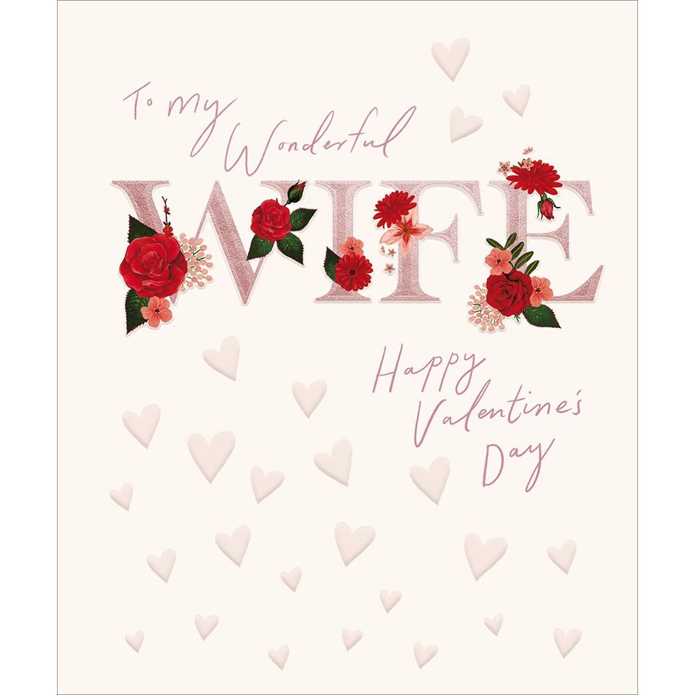 Woodmansterne Wonderful Wife with Roses Valentine's Day Card - Old Railway Line Garden Centre