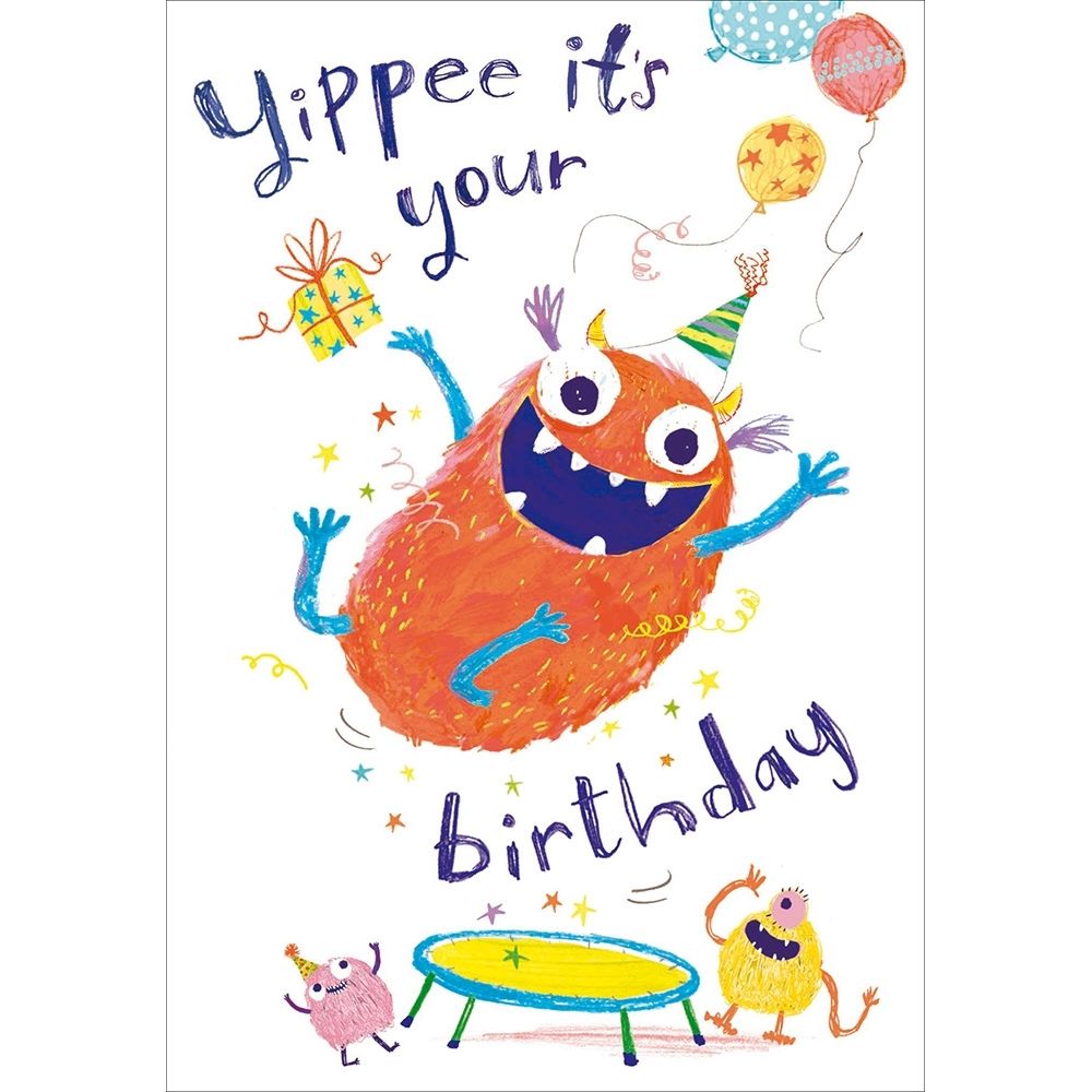 Woodmansterne Yippee Bouncing Monster Birthday Card