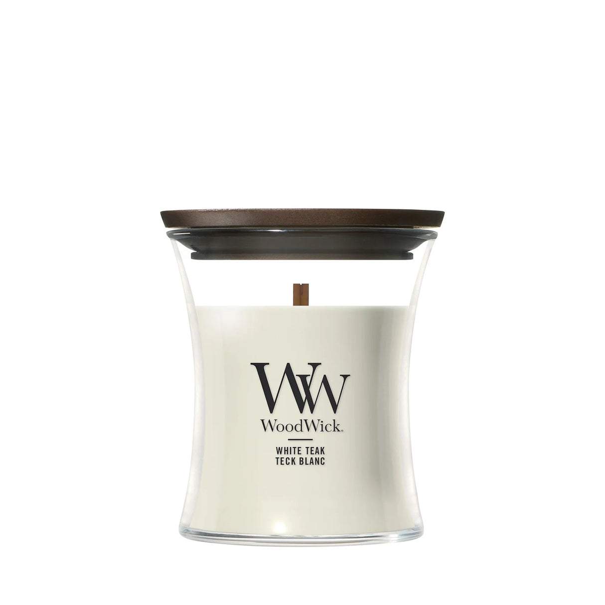 Wood Wick White Teak Medium Hourglass Candle