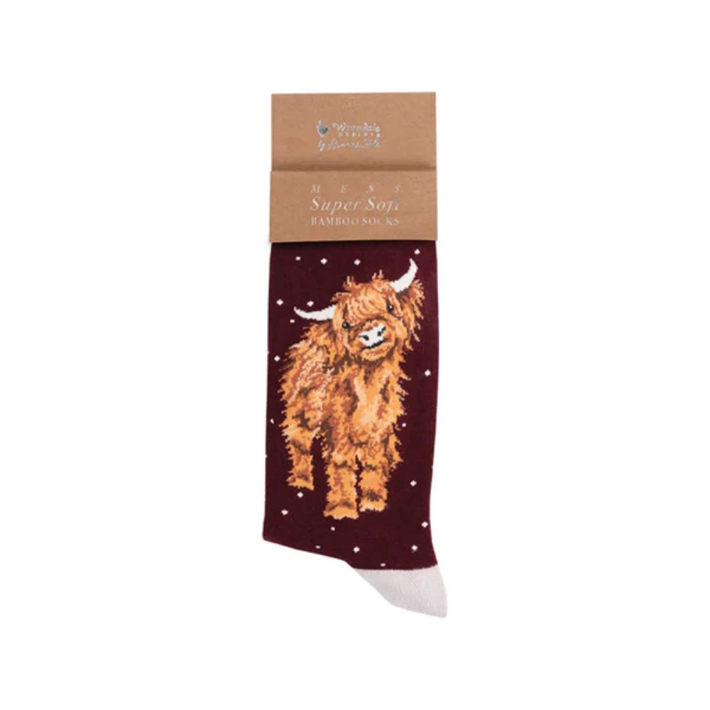 Wrendale 'A Highland Christmas' Highland Cow Men's Christmas Socks