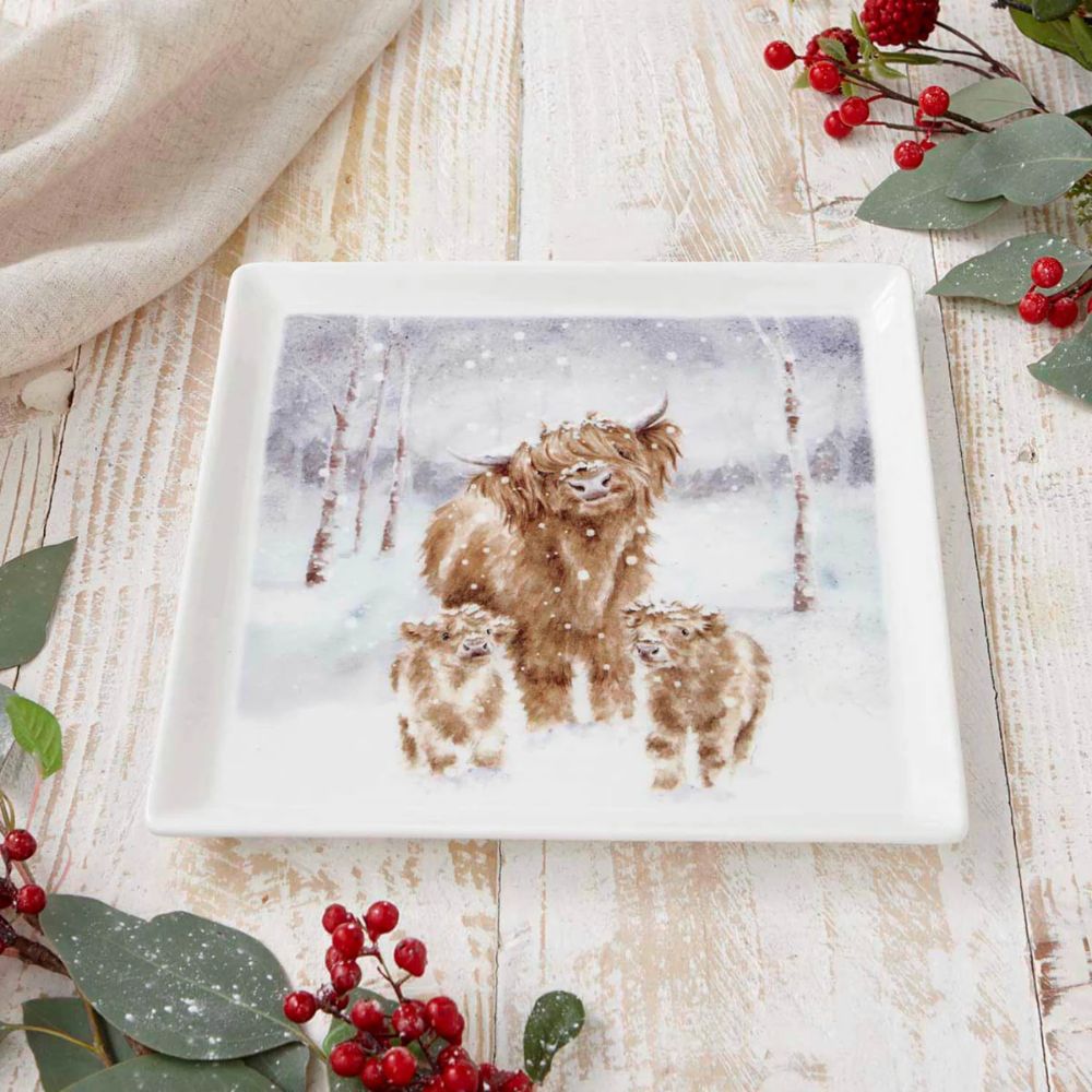 Wrendale Designs 23cm Highland Cow Square Plate