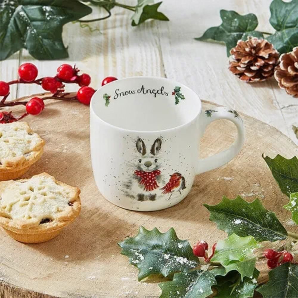 Wrendale Designs 310ml 'Snow Angel' Rabbit & Robin Mug