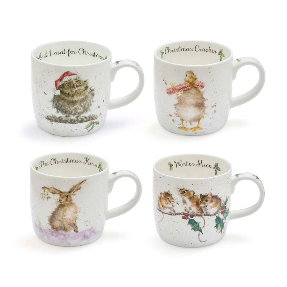 Wrendale Designs 312ml Christmas Mugs - Set of 4