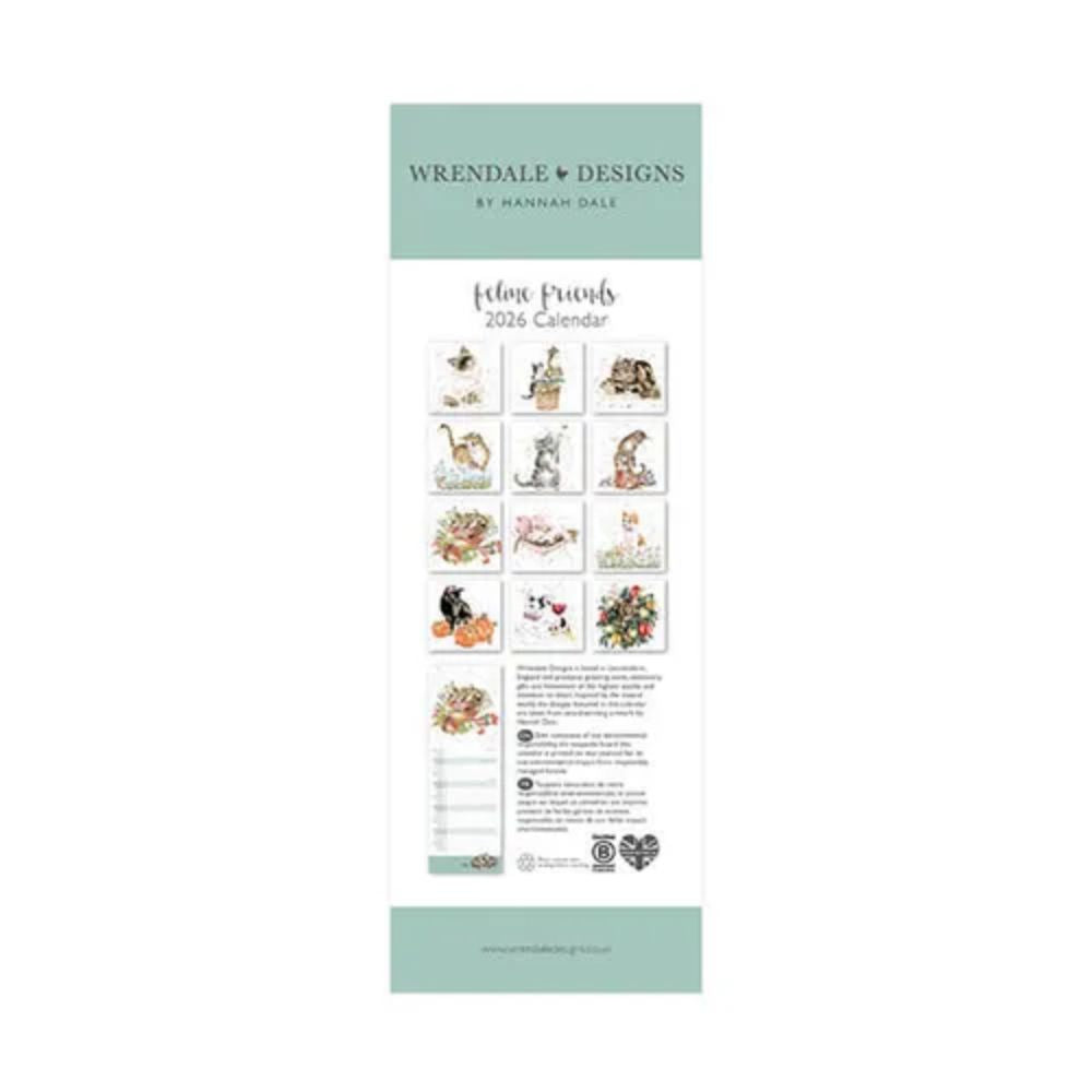 Wrendale 'Feline Friends' 2026 Slim Calendar