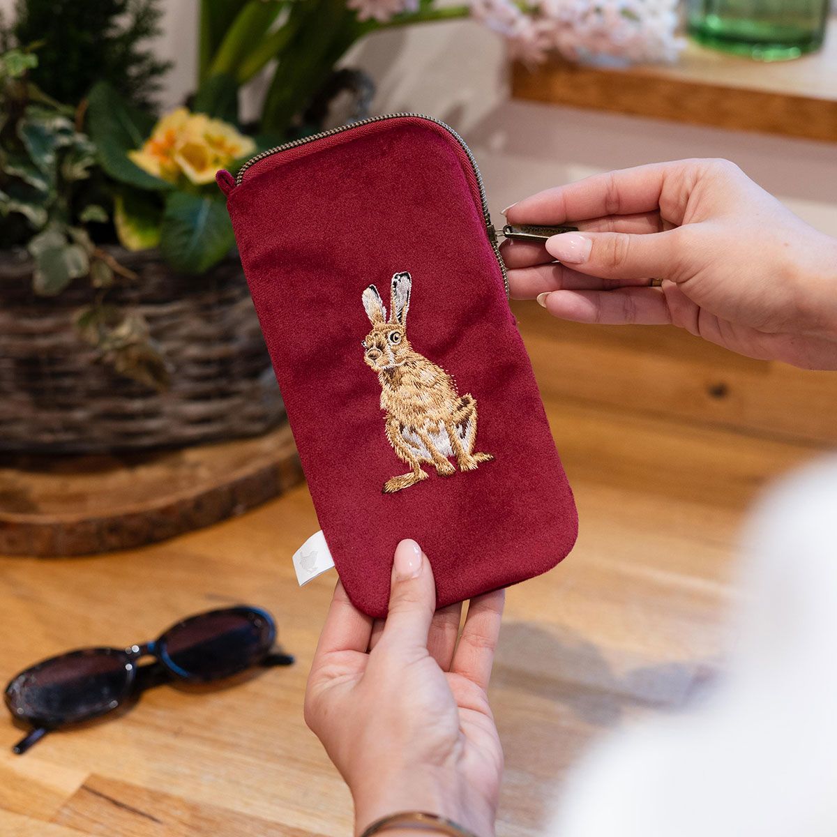 Wrendale 'Golden Hour' Hare Embroidered Glasses Pouch