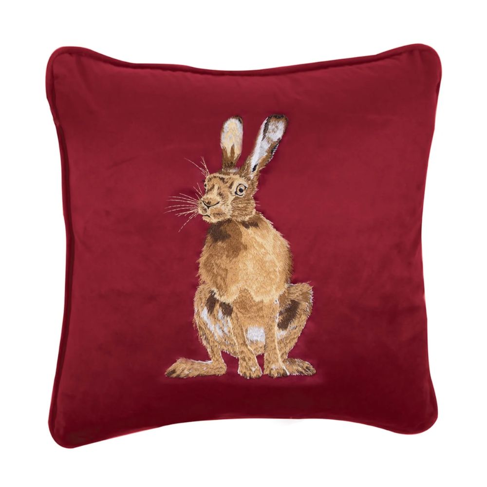 Wrendale Hare Embroidered Cushion