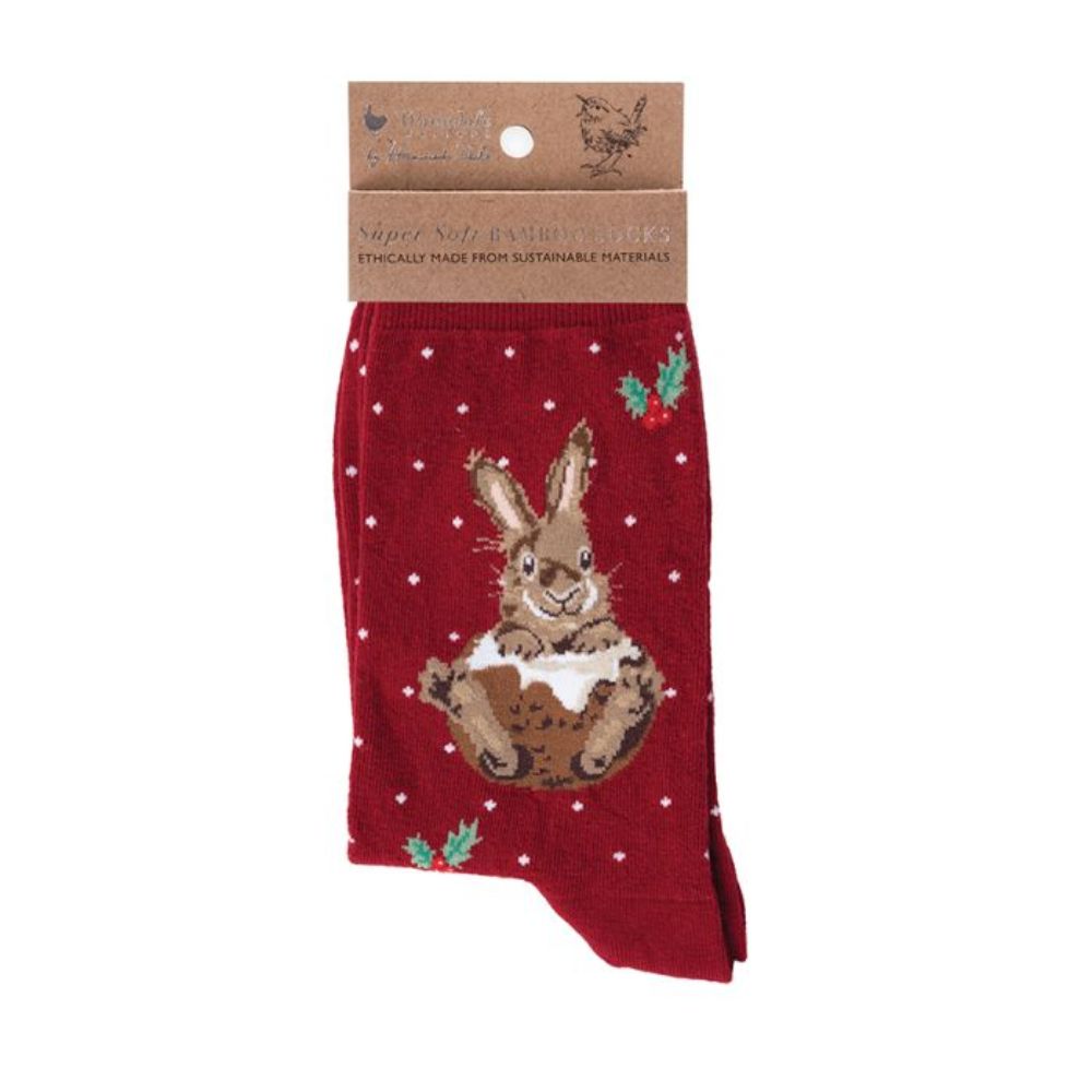 Wrendale 'Little Pudding' Red Rabbit Socks