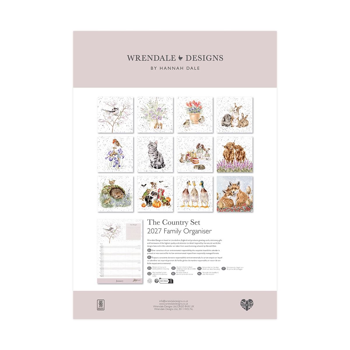Wrendale 'The Country Set' Family Calendar 2027