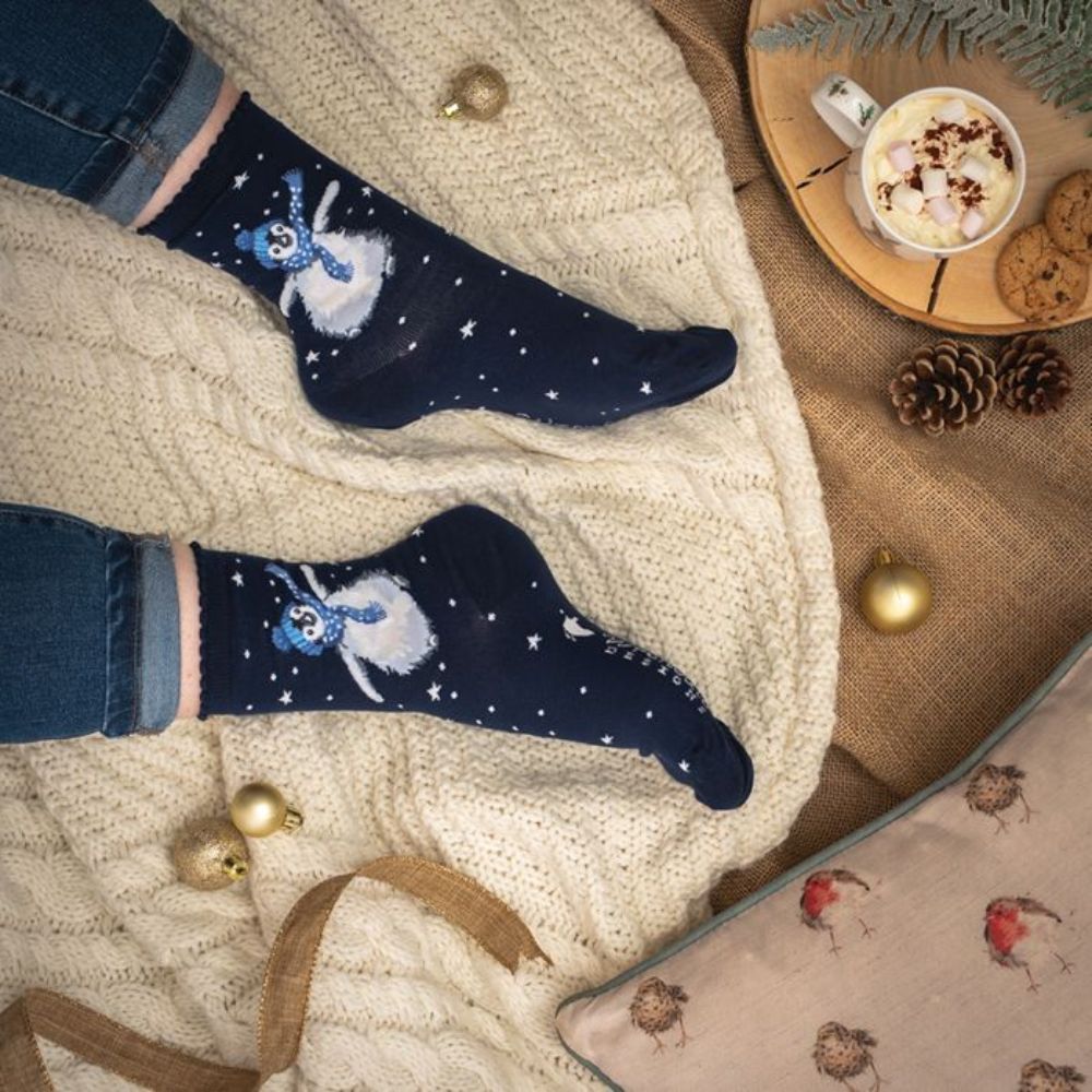 Wrendale 'Winter Wonderland' Navy Penguin Socks