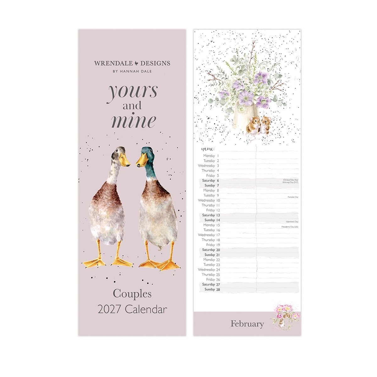 Wrendale 'Yours and Mine' Couples Slim Calendar 2027