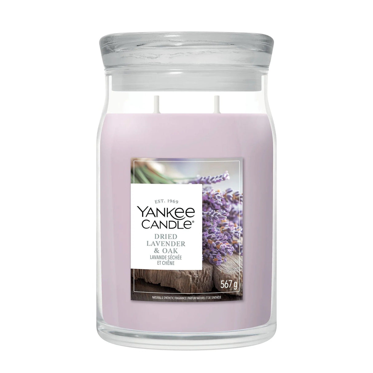 Yankee Candle 567g Dried Lavender & Oak Large Jar Candle - Old Railway Line Garden Centre
