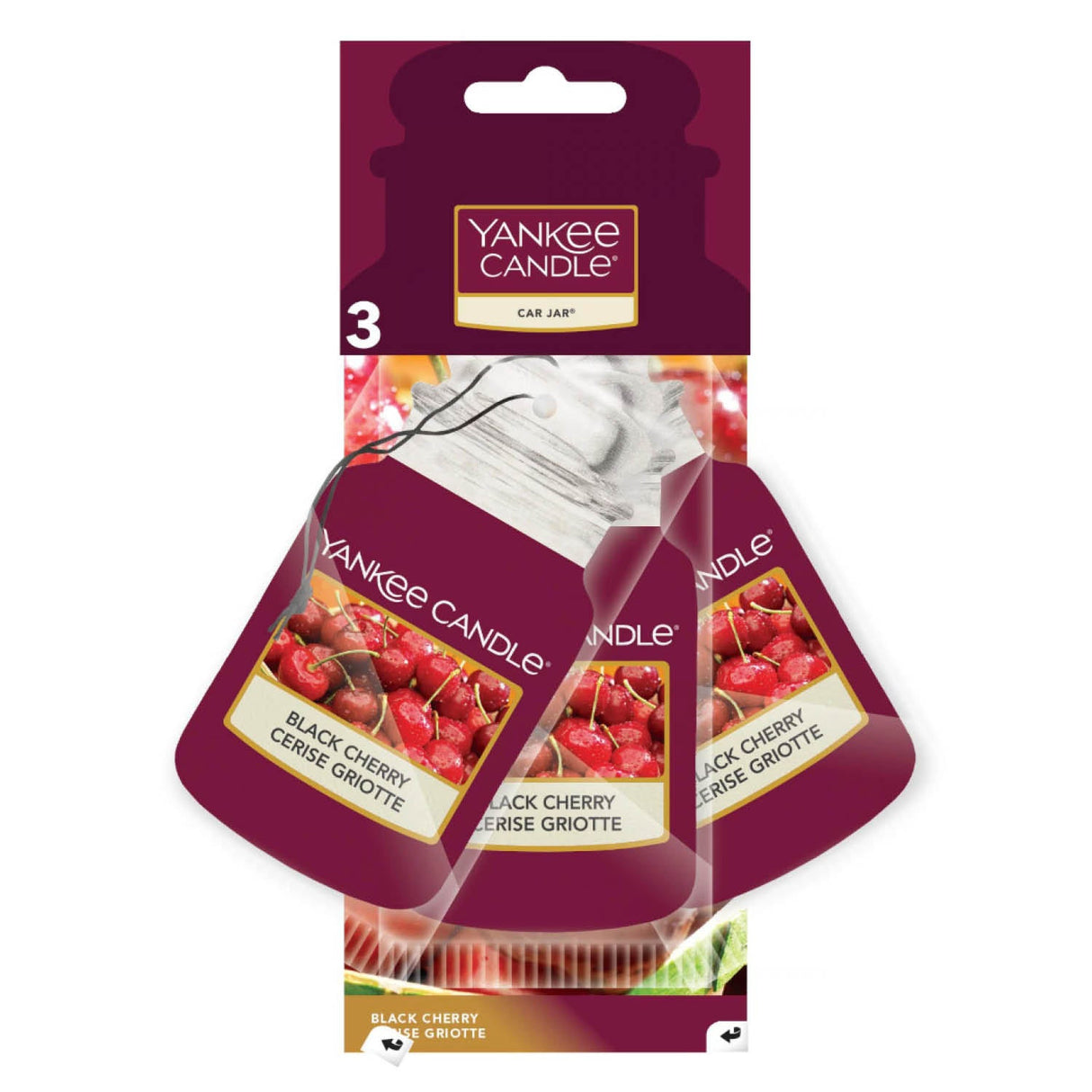 Yankee Candle Black Cherry Car Jar Air Freshener (Pack of 3) - Old Railway Line Garden Centre