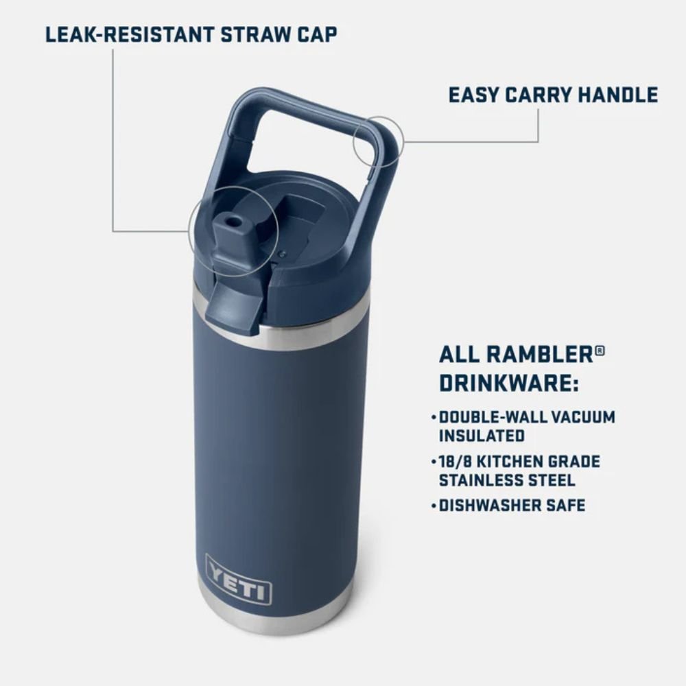 Yeti Rambler 18oz (532ml) Chug Bottle with Flip Straw - White - Old Railway Line Garden Centre
