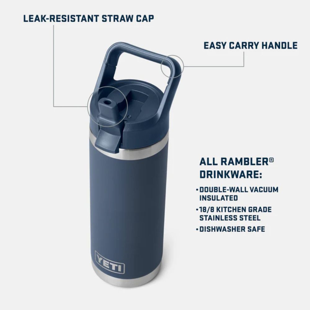 Yeti Rambler 18oz (532ml) Bottle with Colour-Matched Straw Cap - Royal Blue
