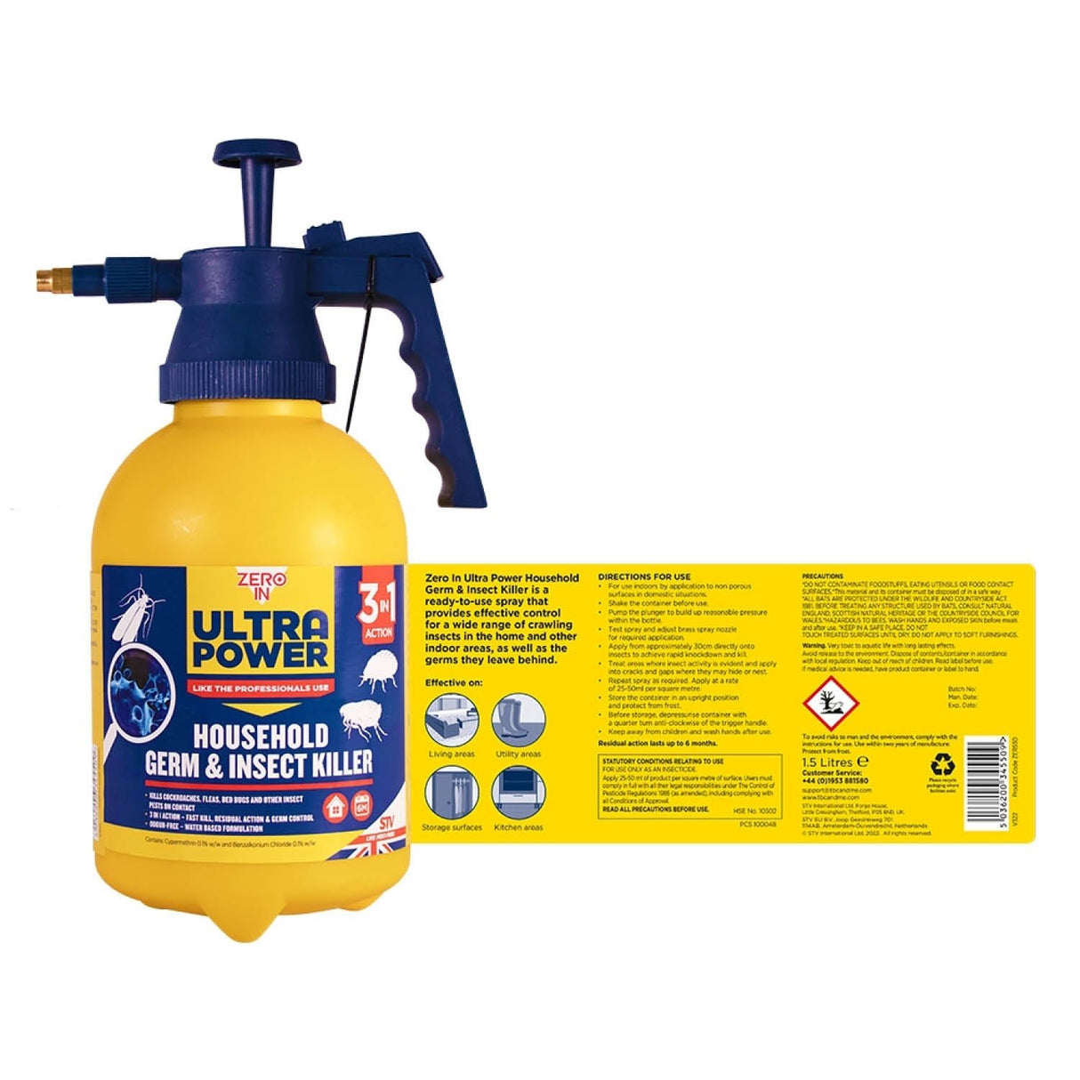 Zero In 1.5 Litre Household Germ & Insect Killer Pressure Sprayer - Old Railway Line Garden Centre