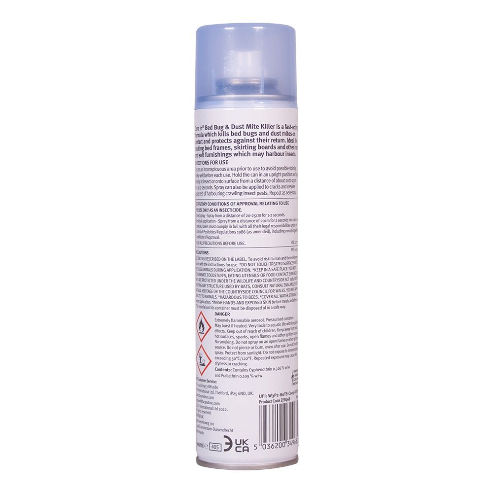 Zero In 300ml Bed Bug & Dust Mite Killer Tin Spray - Old Railway Line Garden Centre