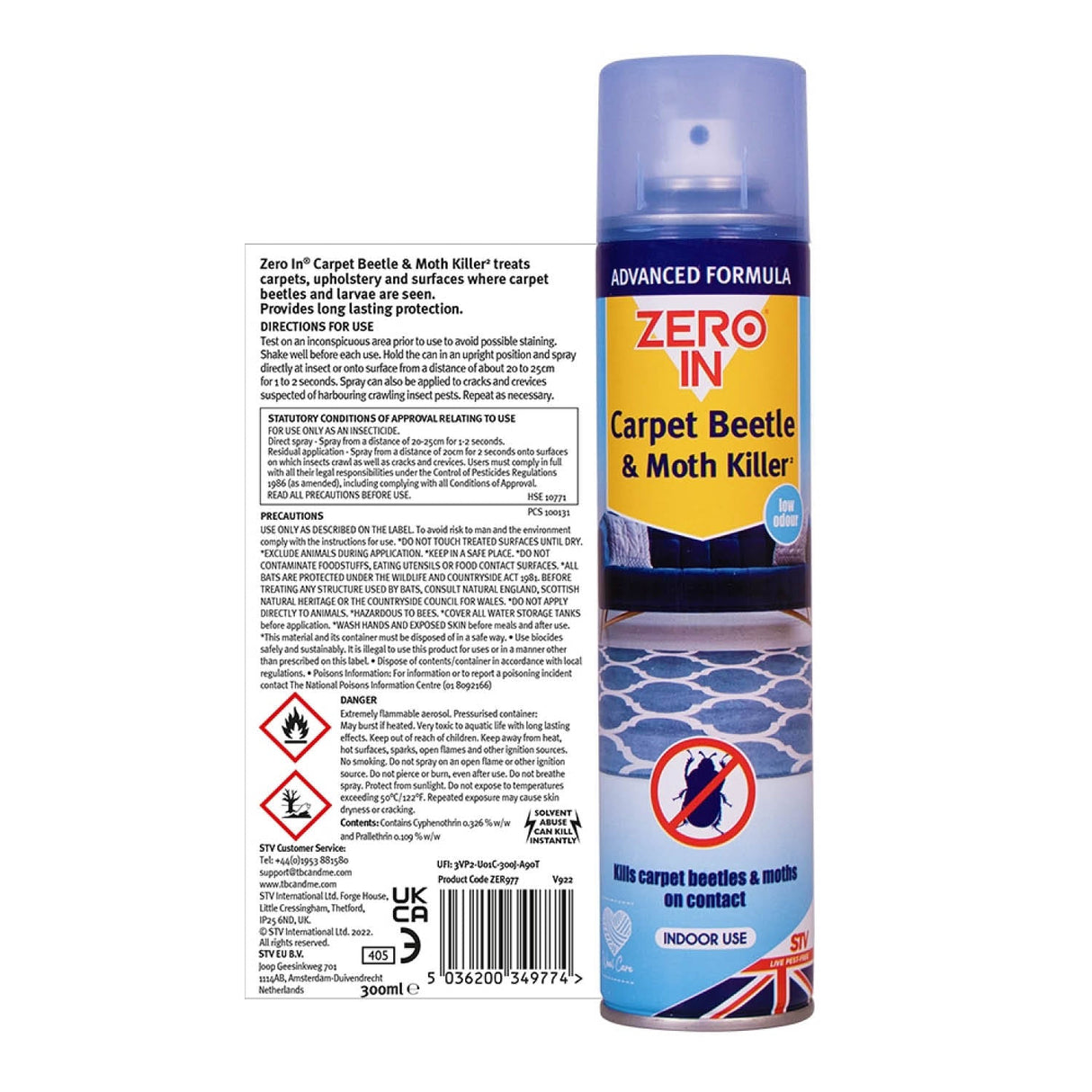 Zero In 300ml Carpet Beetle & Moth Killer Aerosol - Old Railway Line Garden Centre