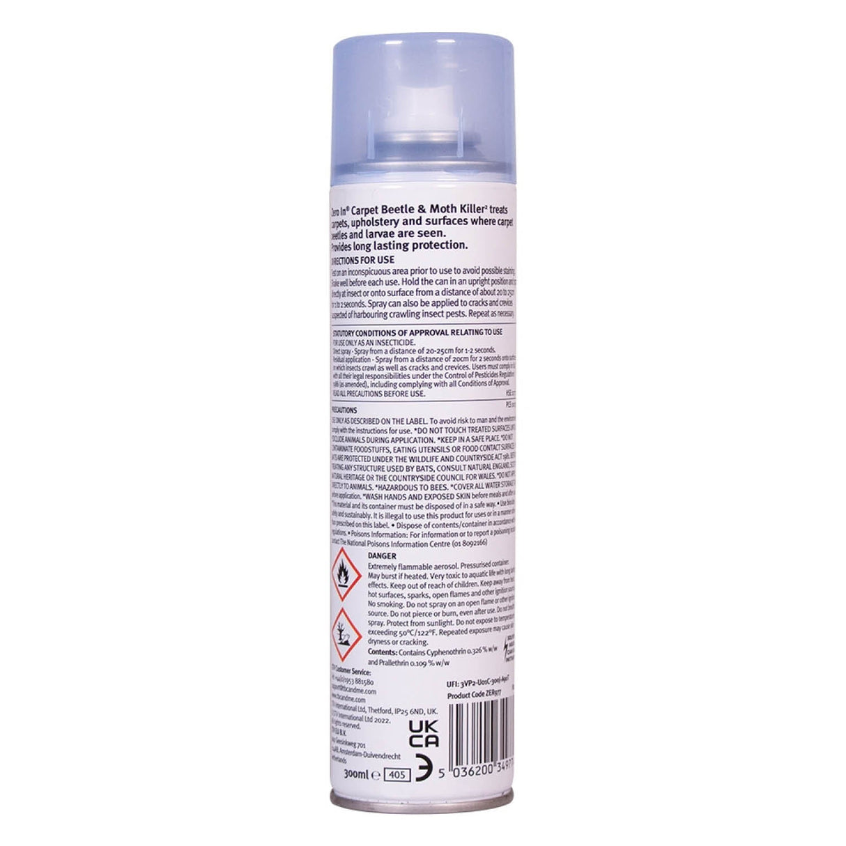 Zero In 300ml Carpet Beetle & Moth Killer Aerosol - Old Railway Line Garden Centre