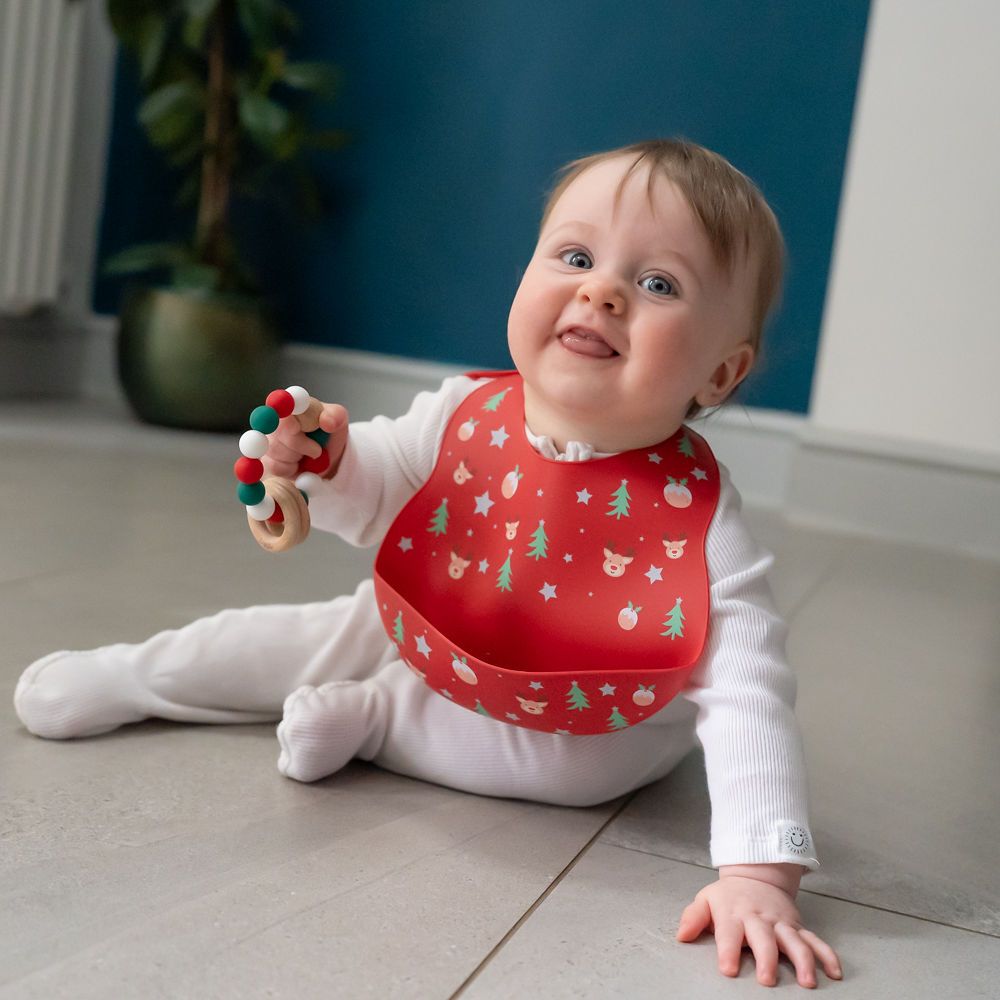 Ziggle Baby Catch It Silicone Bib Christmas