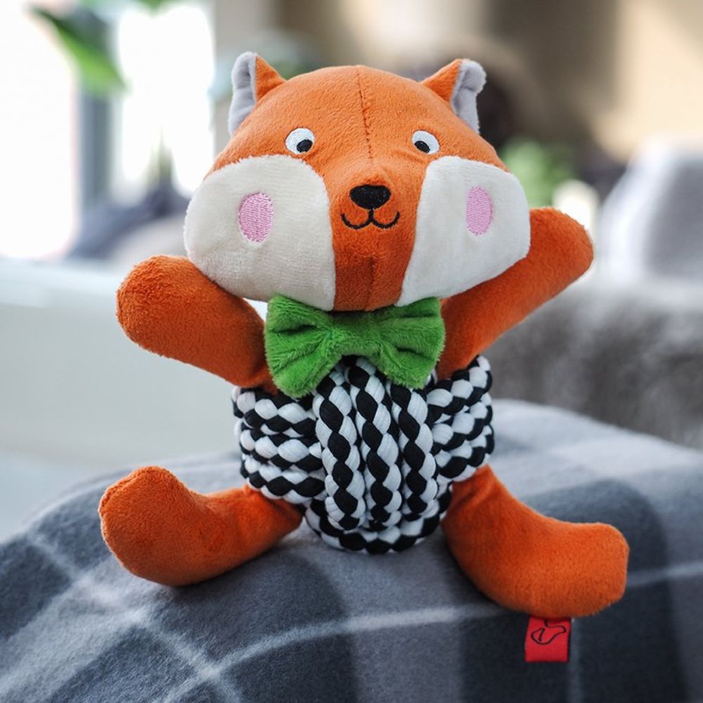 Zoon 20cm Rope Ball Foxy PlayPal Plush Dog Toy