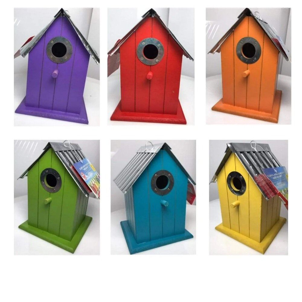 Panacea Corrugated Metal Colourful Bird Houses (Choice of 6)