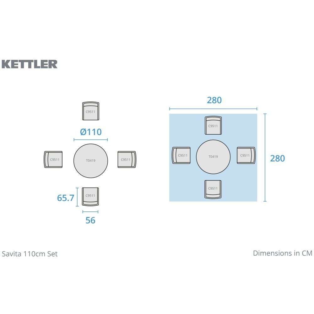 Kettler Savita 4-Seater Round Garden Furniture Dining Suite - Sage