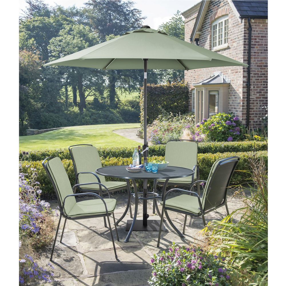 Kettler Savita 4-Seater Round Garden Furniture Dining Suite - Sage