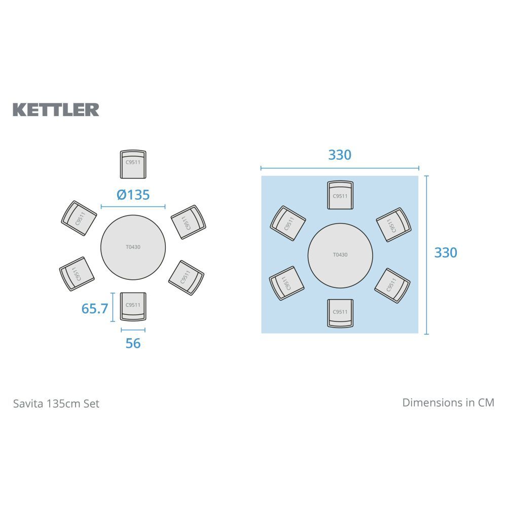 Kettler Savita 6-Seater Round Garden Furniture Dining Suite - Sage