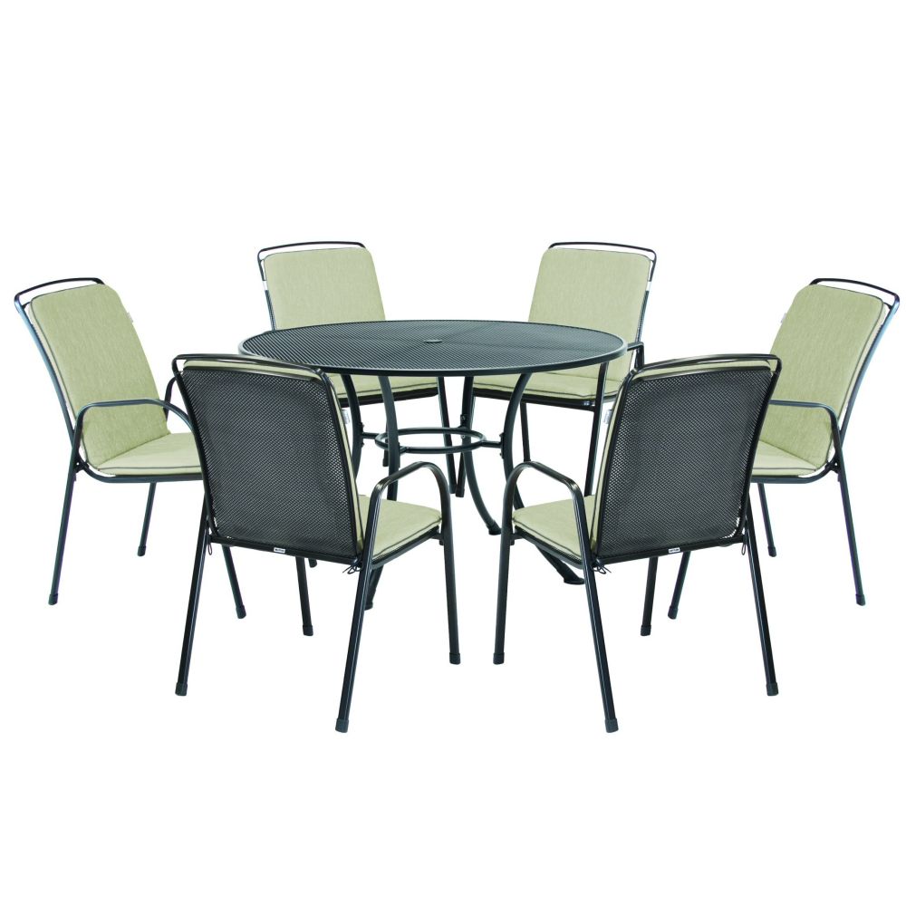 Kettler Savita 6-Seater Round Garden Furniture Dining Suite - Sage