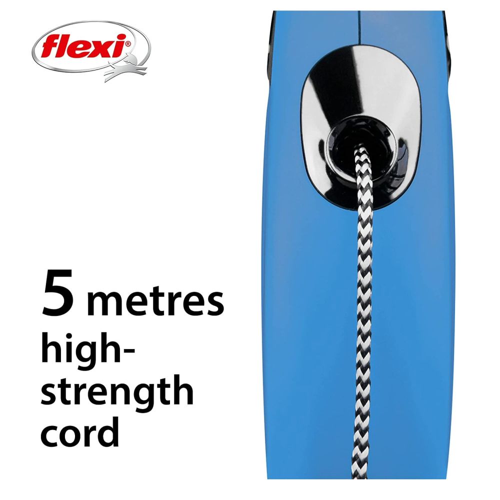 Flexi 5m Small Black Design Blue Cord Lead
