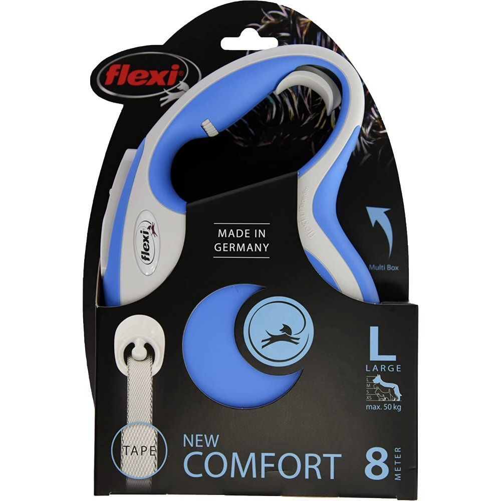 Flexi 5m Large Blue New Comfort Tape Retractable Dog Lead