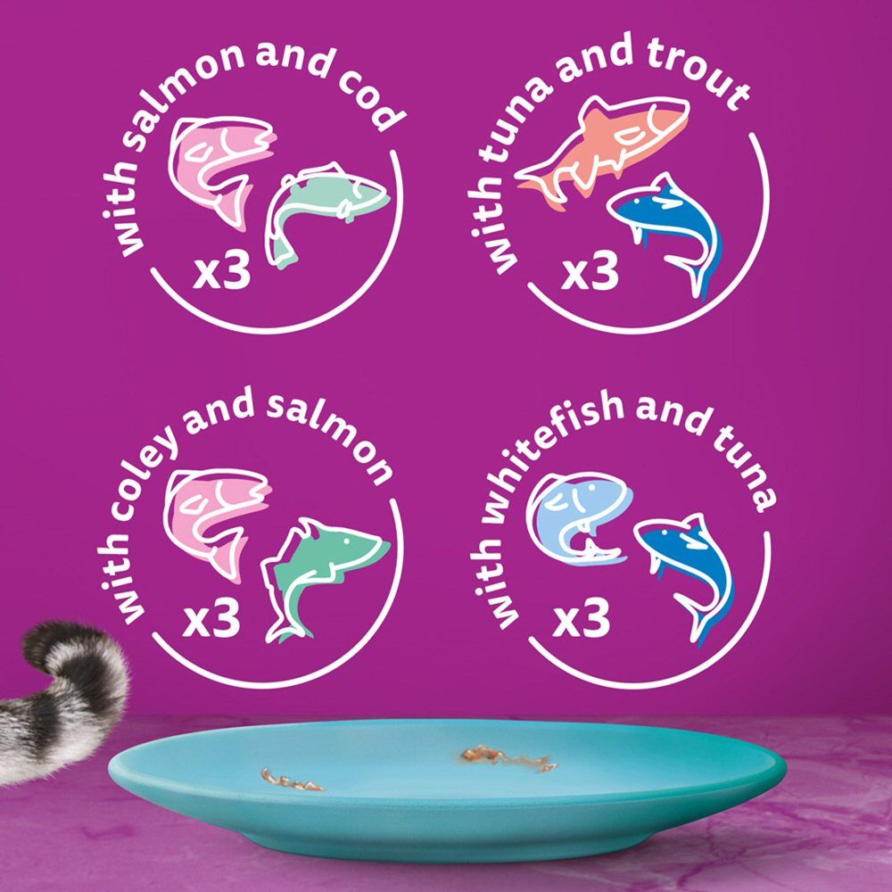 Whiskas 12 x 85g Duo Ocean Delights Adult Wet Cat Food Pouches in Jelly