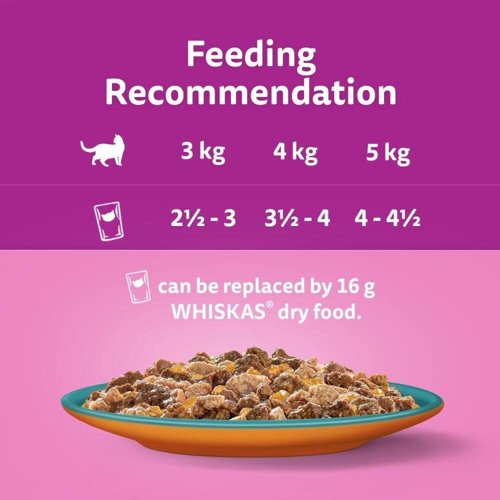 Whiskas 40 x 85g Surf & Turf Adult Cat Food Pouches in Jelly