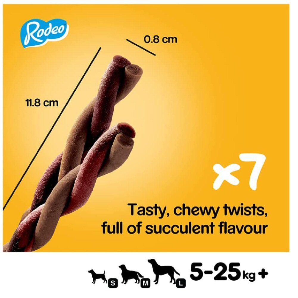 Pedigree Rodeo 123g Dog Treats with 7 Beef Sticks