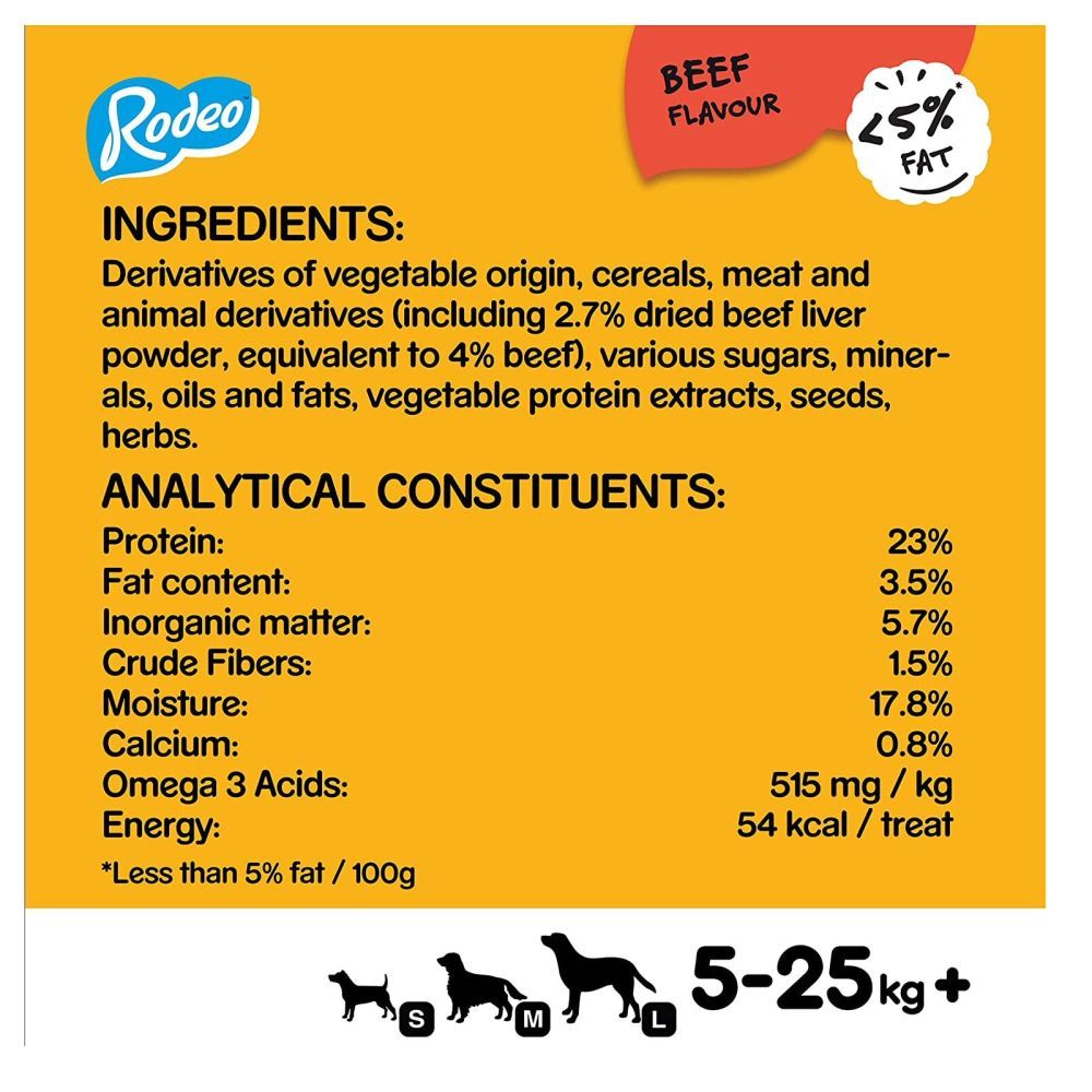 Pedigree Rodeo 123g Dog Treats with 7 Beef Sticks