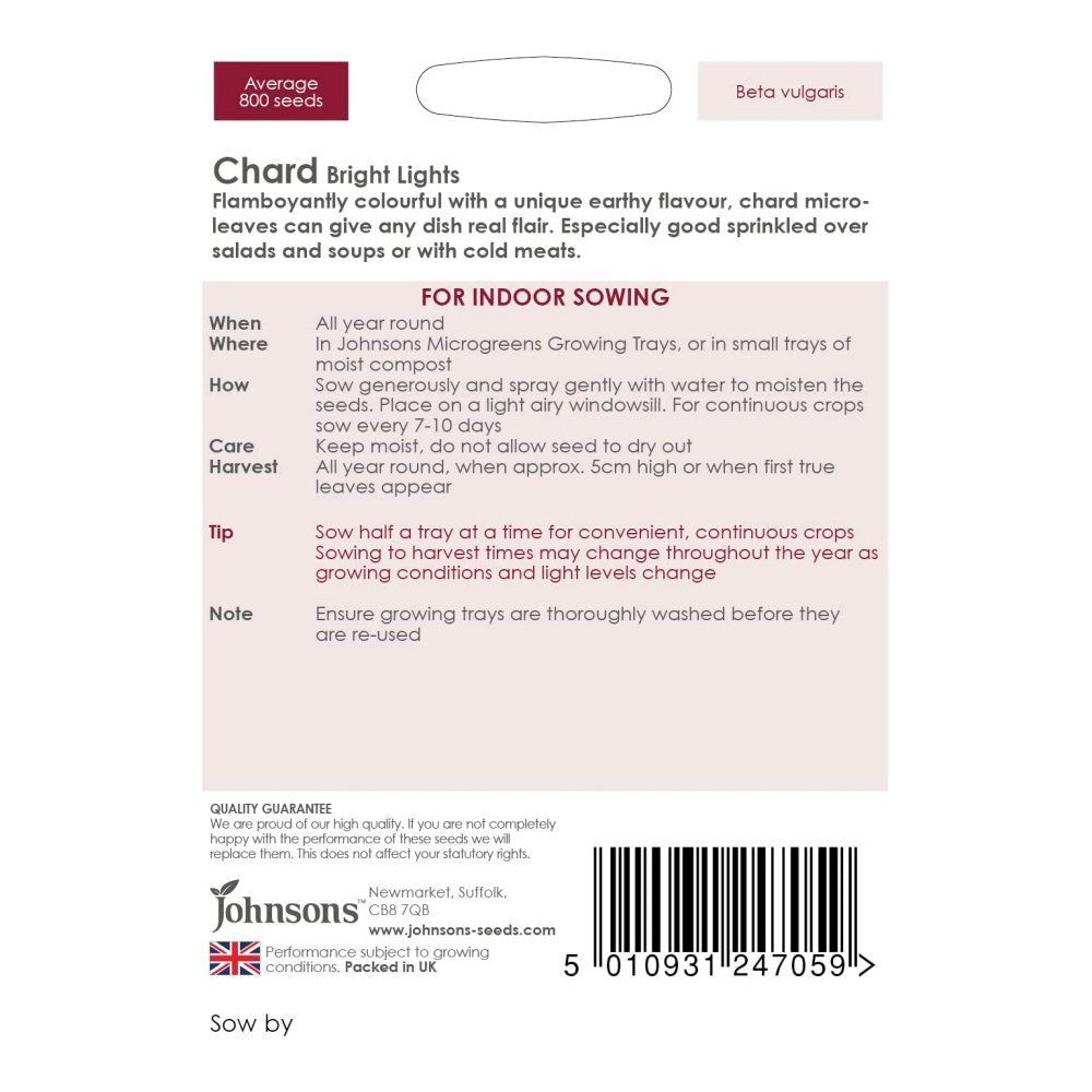 Johnson's Microgreens Chard Bright Lights Seeds